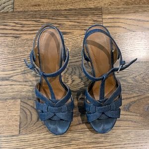 YSL Tribute Sandal in Denim